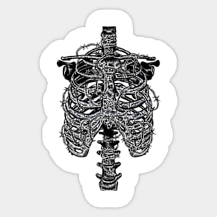 Rib cage Wrapped In Barbed wire Sticker